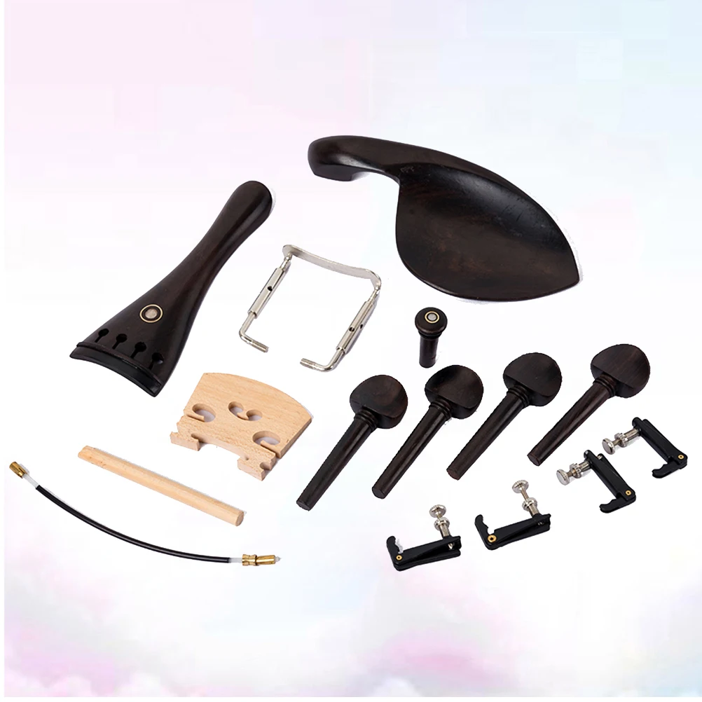 

15pcs Violin Accessories Clear Pattern Metal Inlay Chinrest Tailpiece Pin Bamboo Handmade Fine Workmanship Diy High-Grade