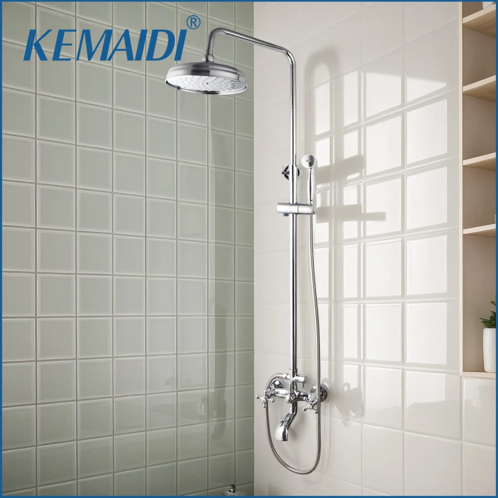 

KEMAIDI Bathroom Shower Faucet Set w/ Rainfall Shower Head 3 Function Shower Systerm with Hand sprayer 360 Swivel Bathtub Mixer