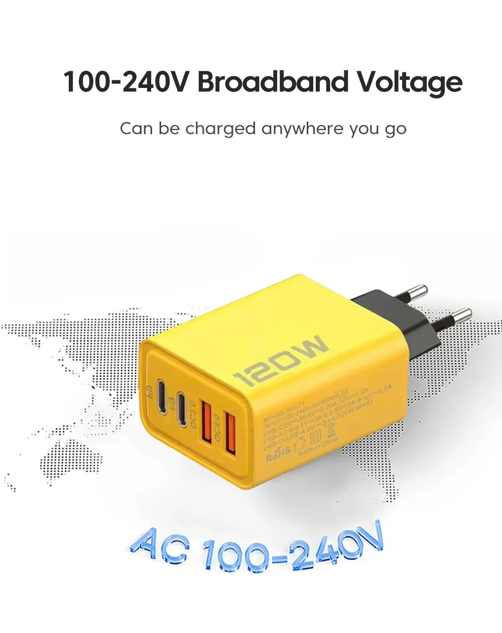 USB C PD 충전기, 아이폰, 삼성, 샤오미, 화웨이용, 4 포트, 고속 충전 3.0, 벽 충전기, 휴대폰 어댑터