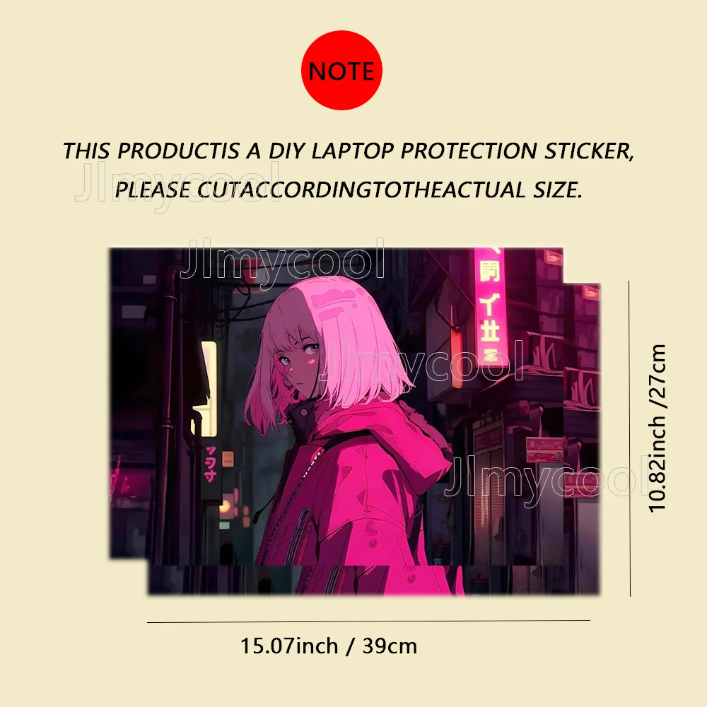 2 Pack Anime Cool Girl Pattern Laptop Art Decal Case Universal Laptop Skin Sticker for Laptop Refrigerator Decor Decal StickerS