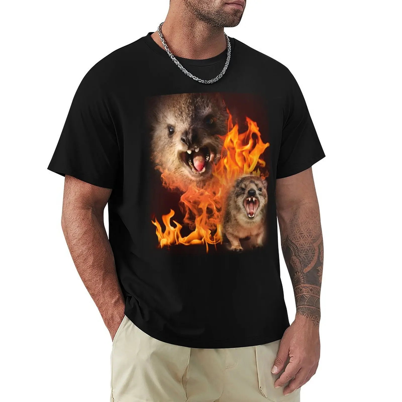 Funny Rock Hyrax Viral Meme T-Shirt Big and Tall Casual T-Shirt