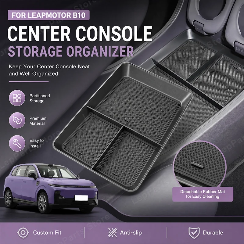Boîte de rangement pour Leapmotor B10 2025 2026, à placer sous la console centrale, accoudoir de voiture, boîte de rangement pour console centrale, accessoires de voiture.