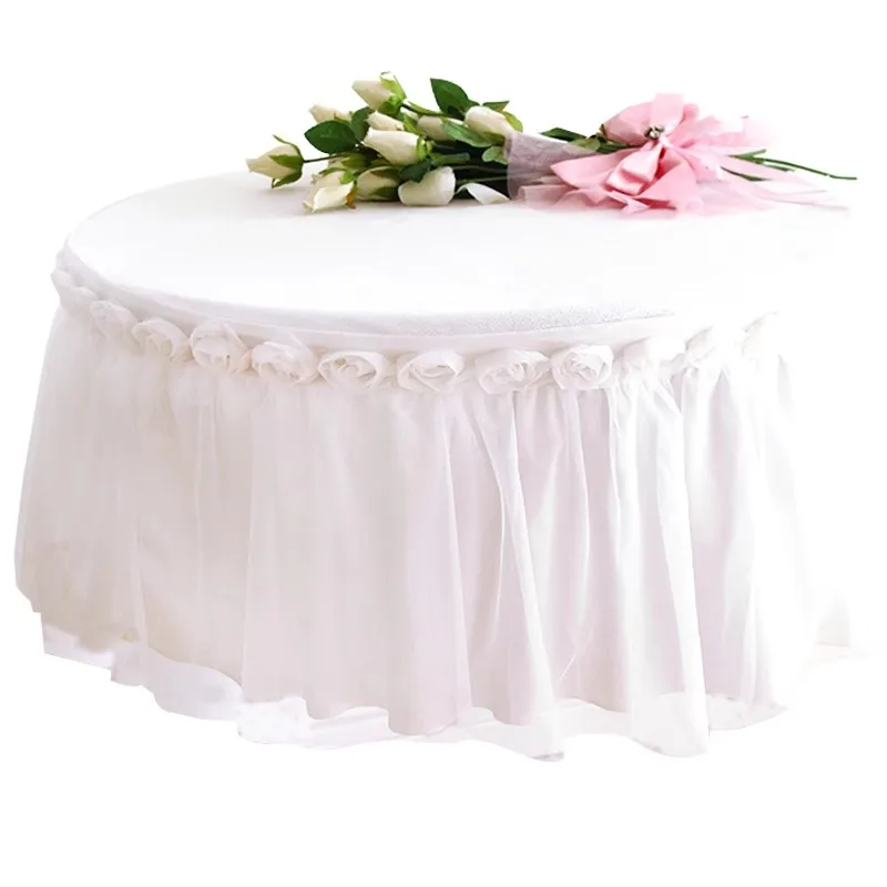 Romantic Balcony Small Round Lace Frill velvet Tablecloth