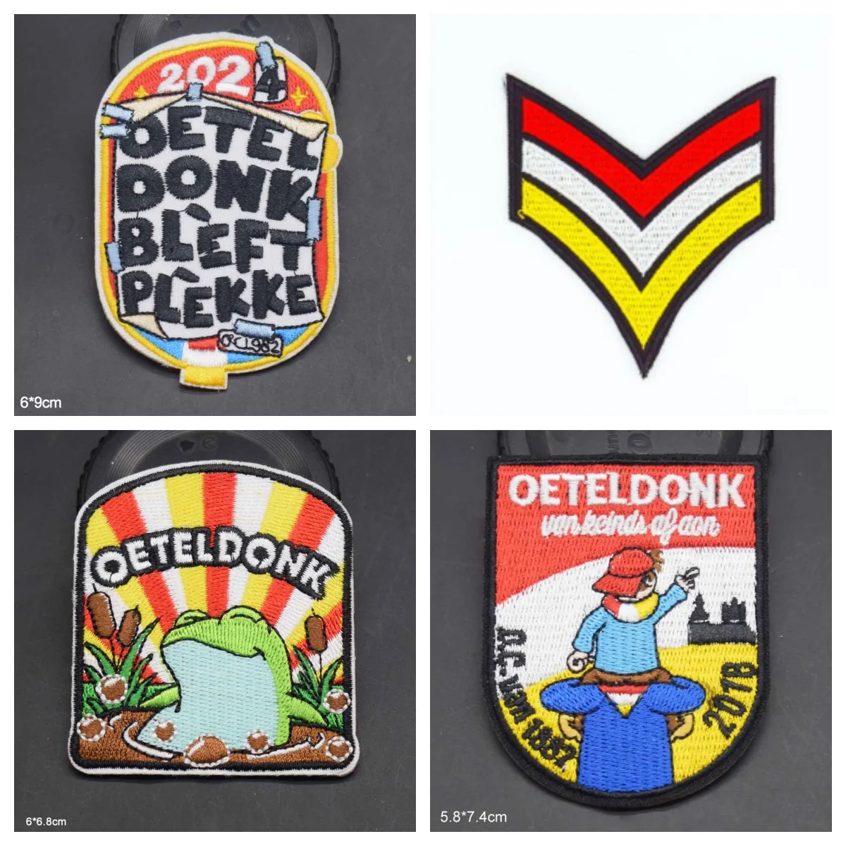 Red White Yellow Oeteldonk Patch Emblem Embleem Frog Carnival Netherland Iron On Embroidered Clothes Patches For Clothing