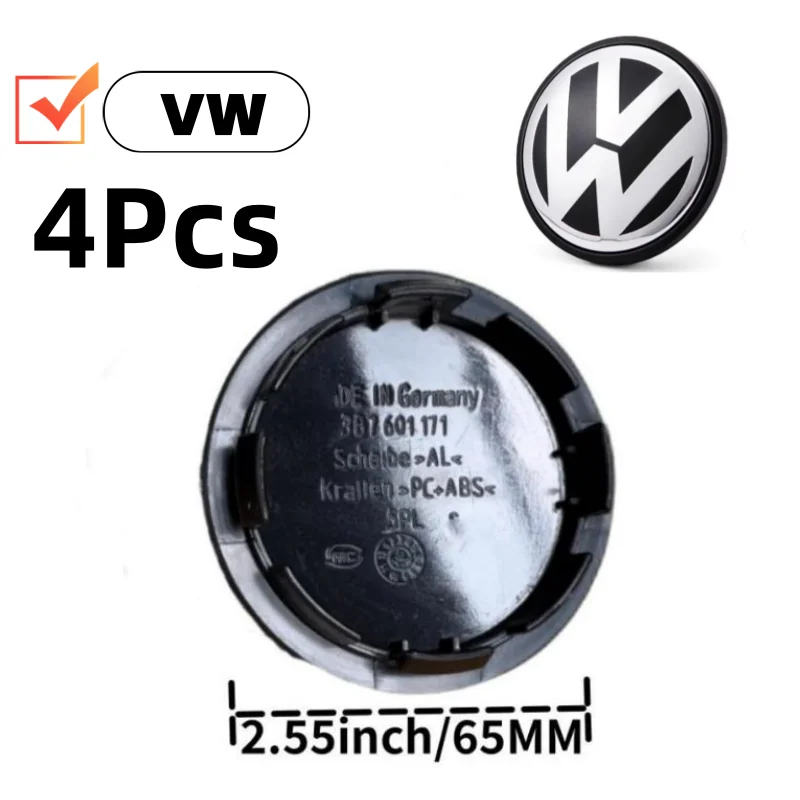 4Pcs 55mm 56mm 65mm 70mm 76mm Car Wheel Center Caps Hubcap Cover for VW Jetta MK5 Golf Passat styling 3B7601171