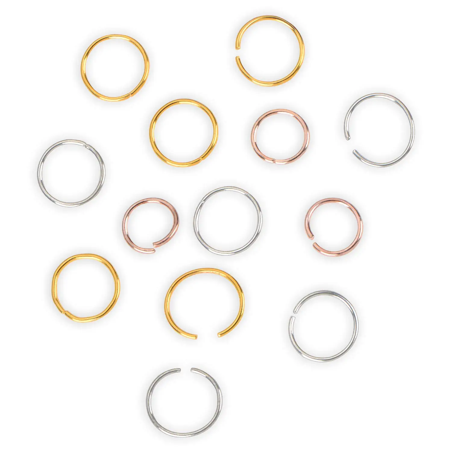 100 peças 12mm dourado/tira/rosa vermelha cor anéis de cabelo grampos de cabelo laço para mulheres meninas acessórios de cabelo diy dreadlock