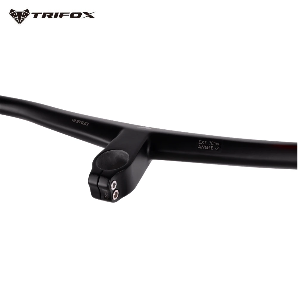 TRIFOX 28.6mm Mountain Bike AERO Flat Bar 800mm MTB HandlebarCarbon Integrated Handlebar RHB100Carbon MTB Handlebar bicycle part