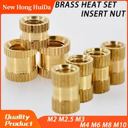 200PCS M2 M2.5 M3 M4 M6 M8 M10 Brass Heat Set Insert Nut Through Injection Moulding Knurled Thread Brass Embedded Nut 3D Printer