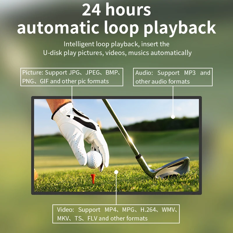 Schermo pubblicitario commerciale Lettori pubblicitari montati a parete da 55 pollici Monitor Wifi TV Segnaletica digitale Display pubblicitario LCD