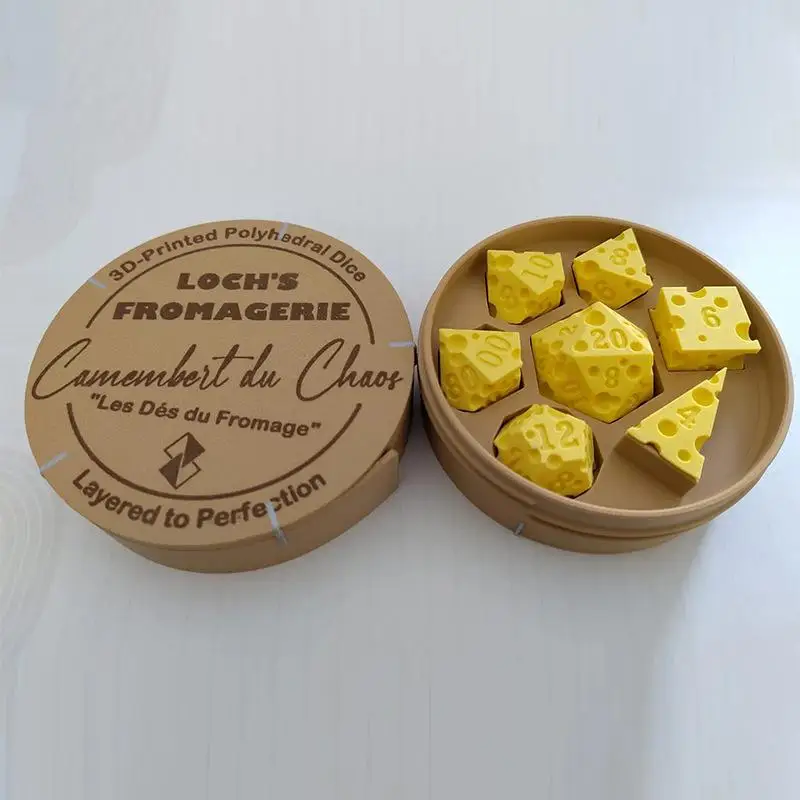 Cheese Dice Box Ornament Party Props Board Game D4 D20 Set Miniature Convenient to Carry For Adult Family Gathering