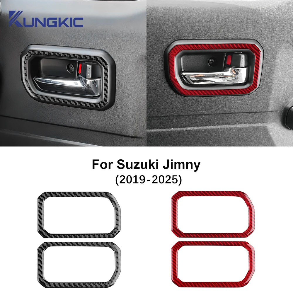 

For Suzuki Jimny 2019 2020 2021 2022 2023 2024 2025 Real Soft Carbon Fiber Sticker LHD RHD Car Door Inner Handle Frame Trim