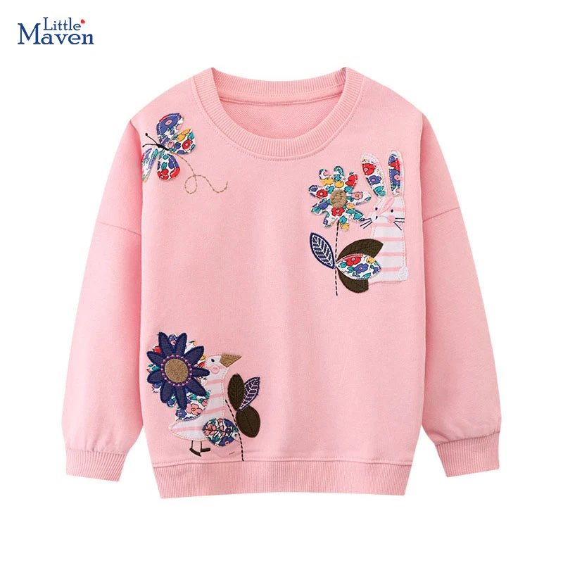 Little maven 2023 Children's Clothing Kids Clothes Girls Sweatshirt Autumn Embroidery Flowers Casual Clothes Hoodies for Kids