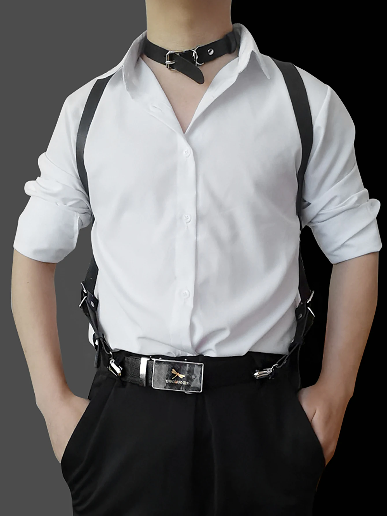 Simple Design Suspenders Men\'s PU Leather Suspenders New Fashion Gentleman Gentle Men\'s Suspenders Belt Adult Belt Accessories