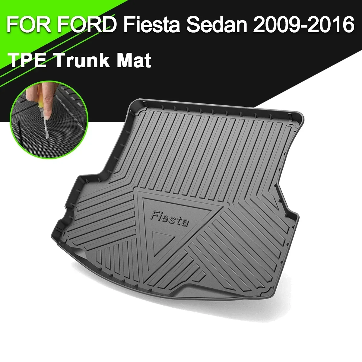 Car Rear Trunk Cover Mat Rubber TPE Non-Slip Waterproof Cargo Liner Accessories For Ford Fiesta Sedan 2009-2016