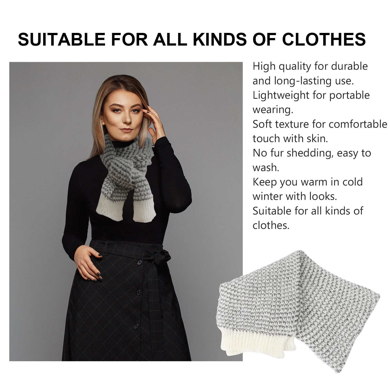 

Sea Horse Mohair Scarf White Winter Long Warm Wrap Shawl Plaid Soft Comfortable Touch Keep Warm Stylish Cold Season