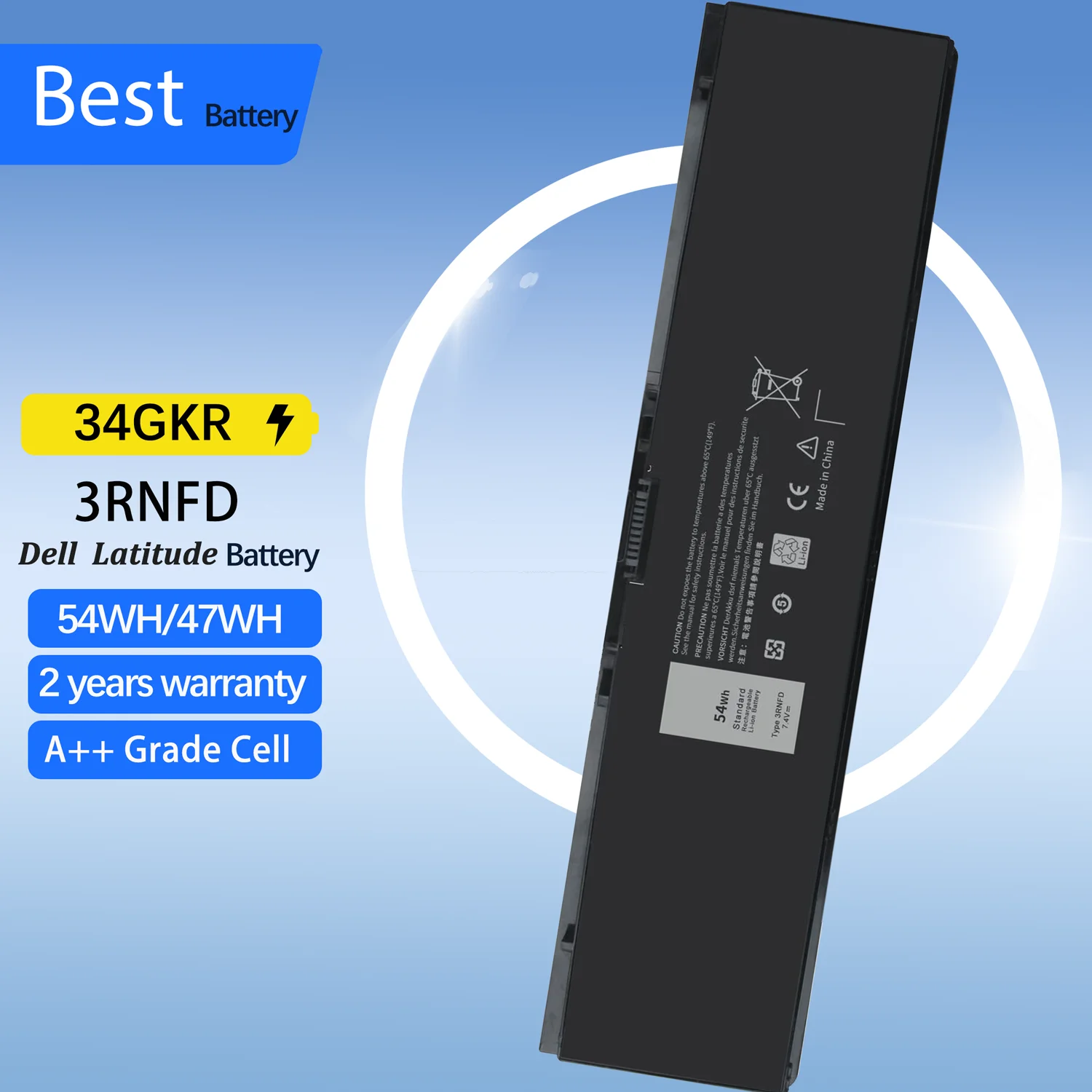 54Wh E7440 3RNFD Battery Replacement for Dell Latitude 14 E7450 E7420 Series Laptop V8XN3 34GKR 451-BBOG BBFV 7.4V