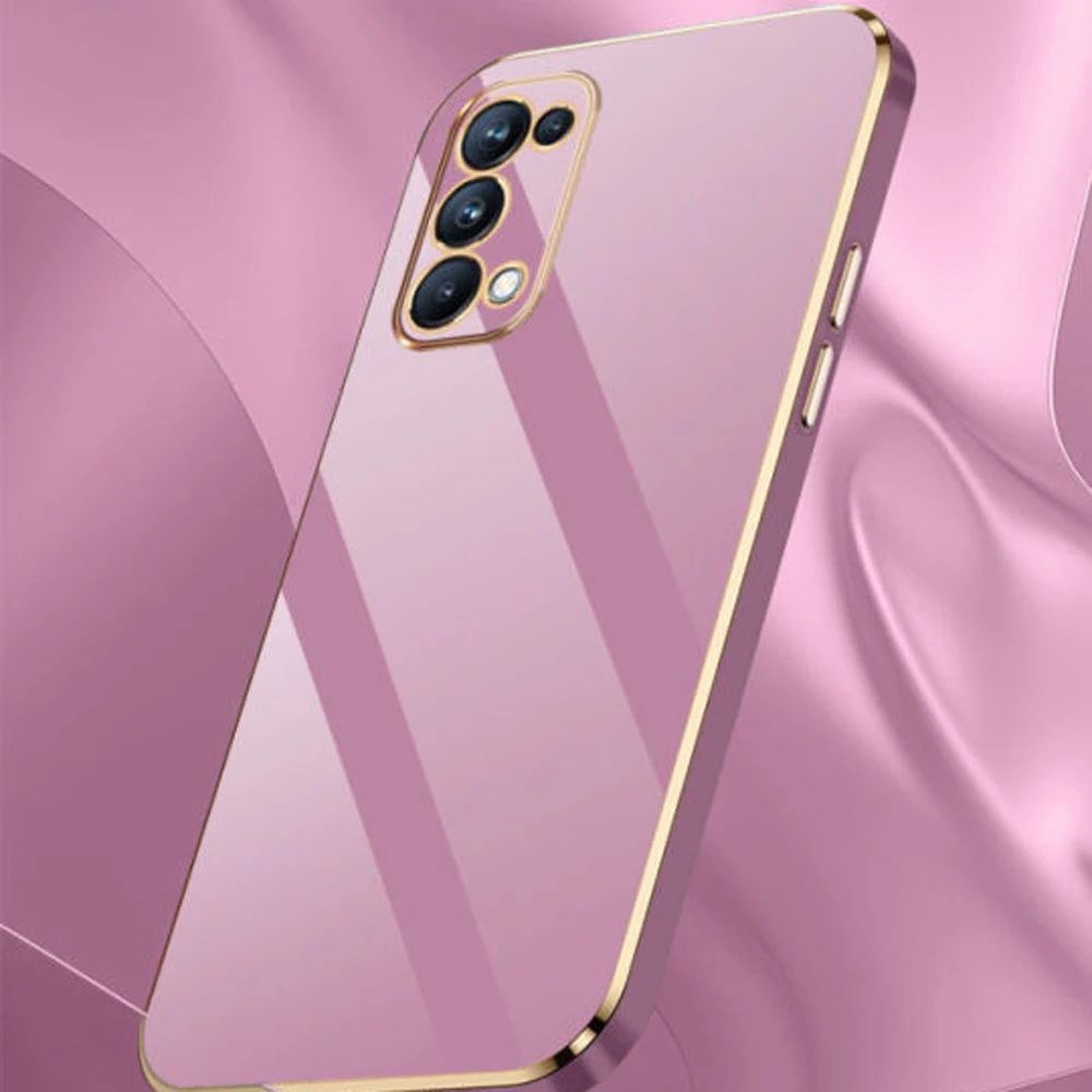 For Oppo Reno 5 Case Luxury Square Plating OPPO Reno 6 Pro 5G Phone Case CPH2145 CPH2247 ShockProof Silicone Back Cover Fundas
