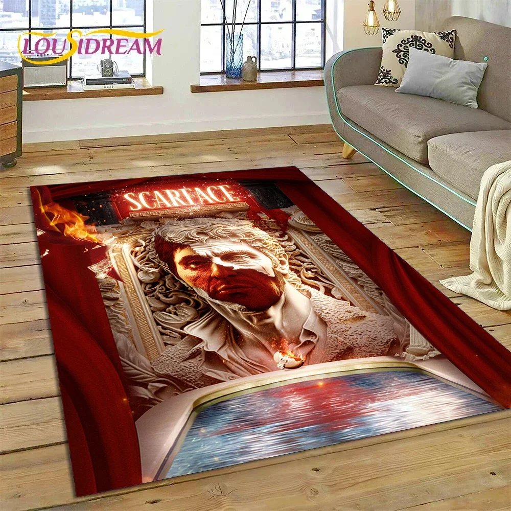 Scarface Tony 3D Printing Movie Rug Carpet for Living Room Bedroom Home Decor,Floor Mat Non-slip Decoration for Sofa Doormat Kid