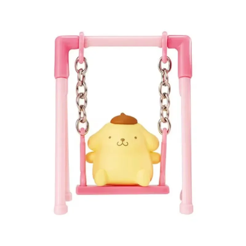 Hello Kitty Figures Sanrio Cinnamoroll Action Figures Melody Pom Pom Purin Play On The Swing Gashapon Sanrio Gifts Kawaii Toys