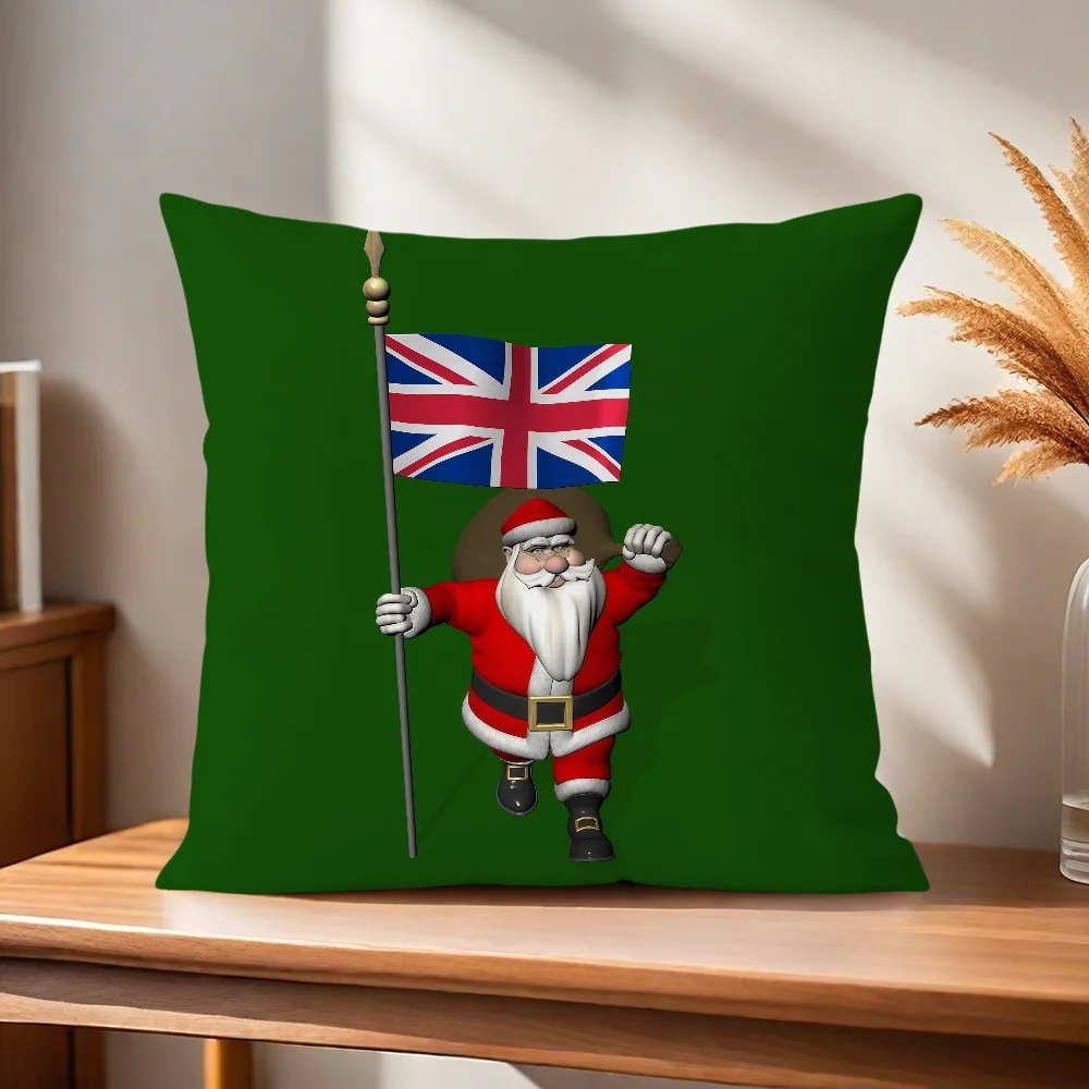 Weihnachtsmann mit Flagge Weihnachtskissenbezug Kissenhülle für Zuhause, Sofa, Wohnzimmer, Büro, Café, Auto – Detail 7