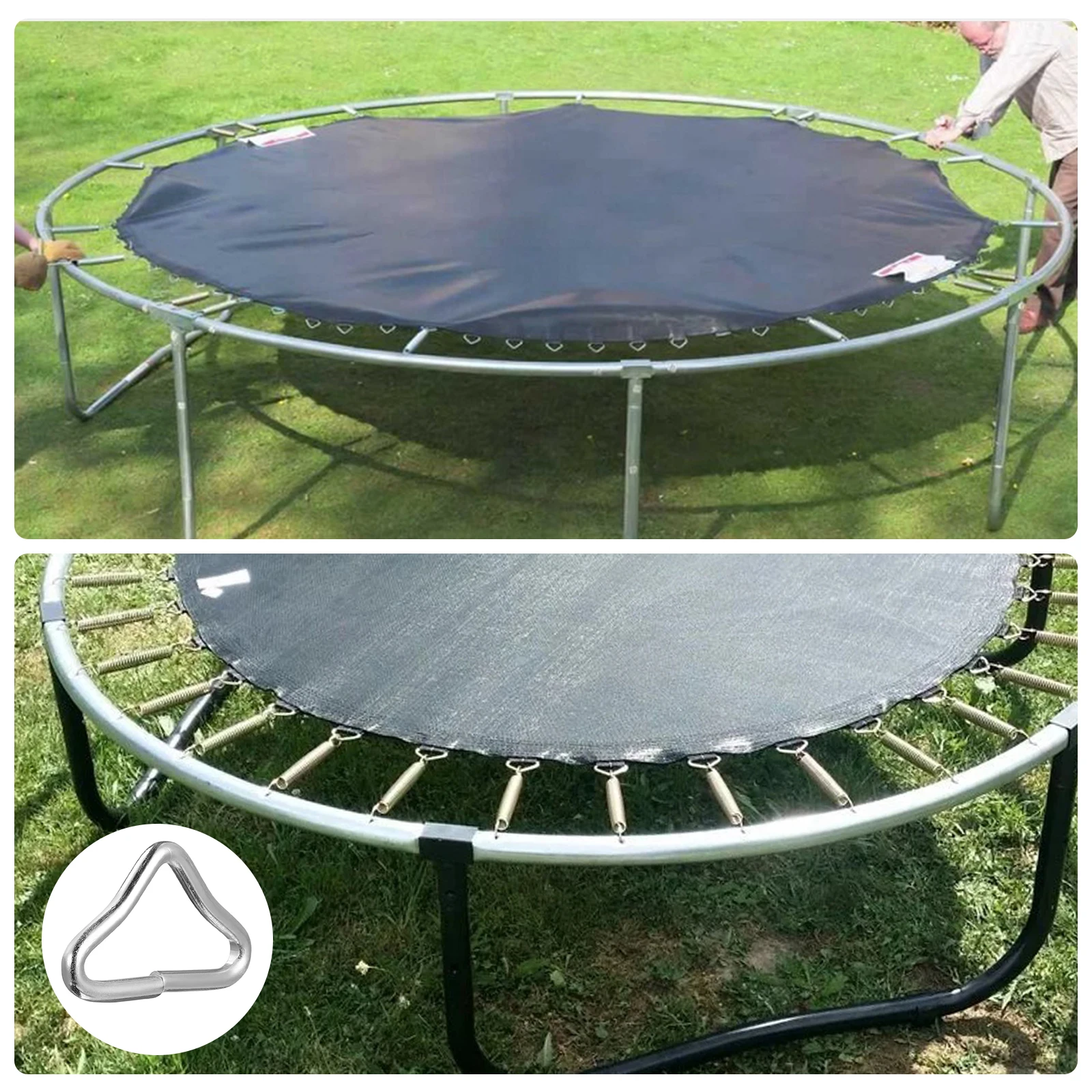 

20Pcs Trampoline Replacement Parts Triangle Ring Buckle Kit for Jumping Bed Mesh 1.77x1.02x0.18in Heavy Duty Galvanized Iron