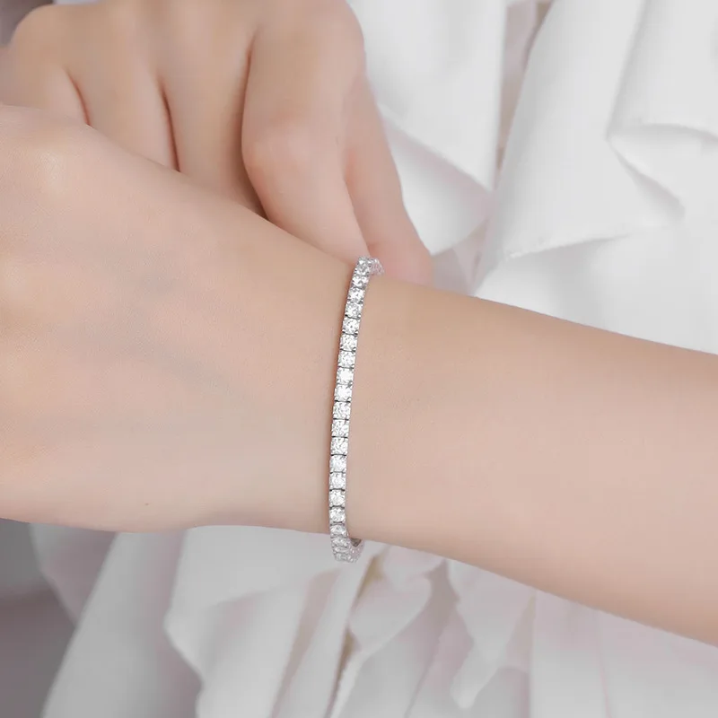100% Real Moissanite Tennis Bracelet 925 Sterling Silver Plated 18K Gold with GRA Bracelet for Women Man Sparkling Party Jewelry