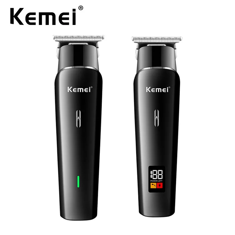 Kemei Professional Hair Trimmer Zero Gapped T-Blade Cordless Rechargeable Edgers Clippers Men Hair Cutting Kit with LCD Display