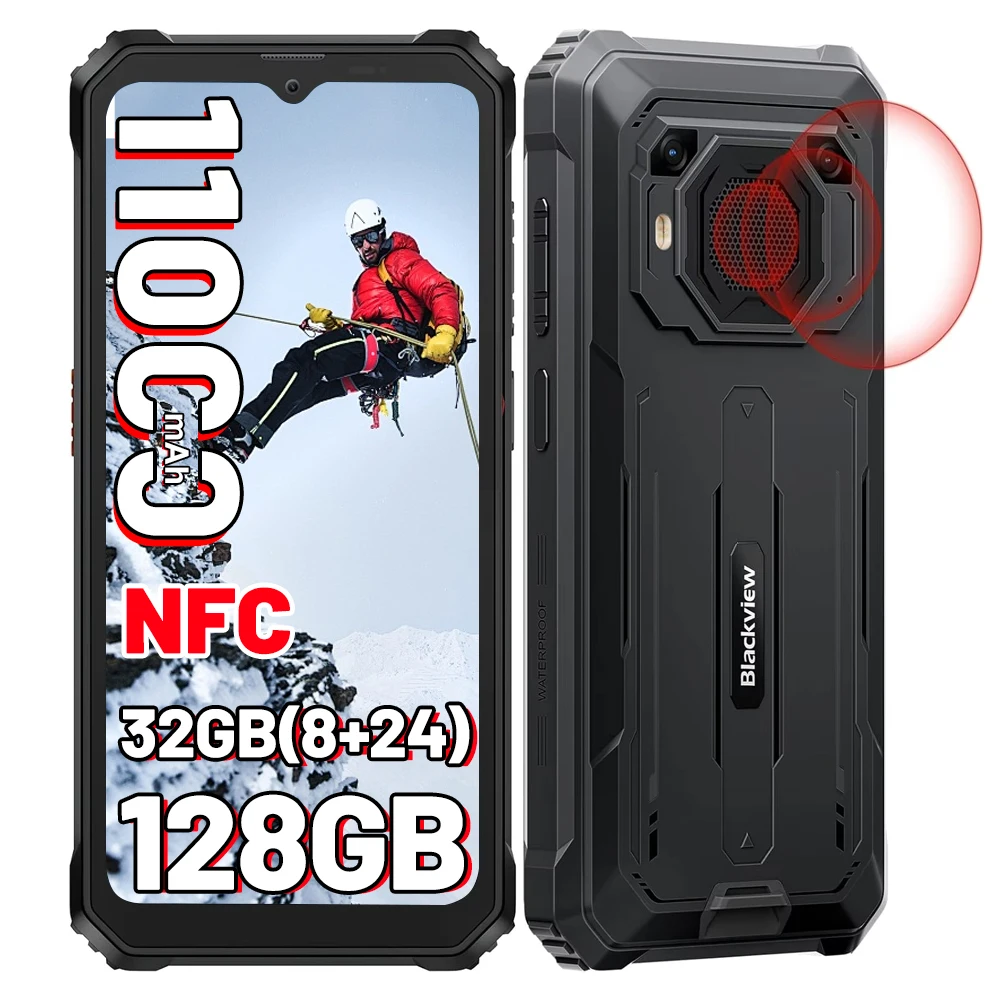 BLACKVIEW BV6200 Plus [Zonder EU-oplader] Robuuste Smartphone 32GB(8+24) + 128GB 11000mAh Android 15 Mobiele telefoon 6.56'' 90Hz NFC