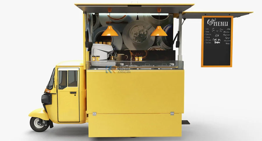 Novo design de rua triciclo elétrico reboque de comida móvel caminhão de comida para carrinho de sorvete triciclo ape piaggio