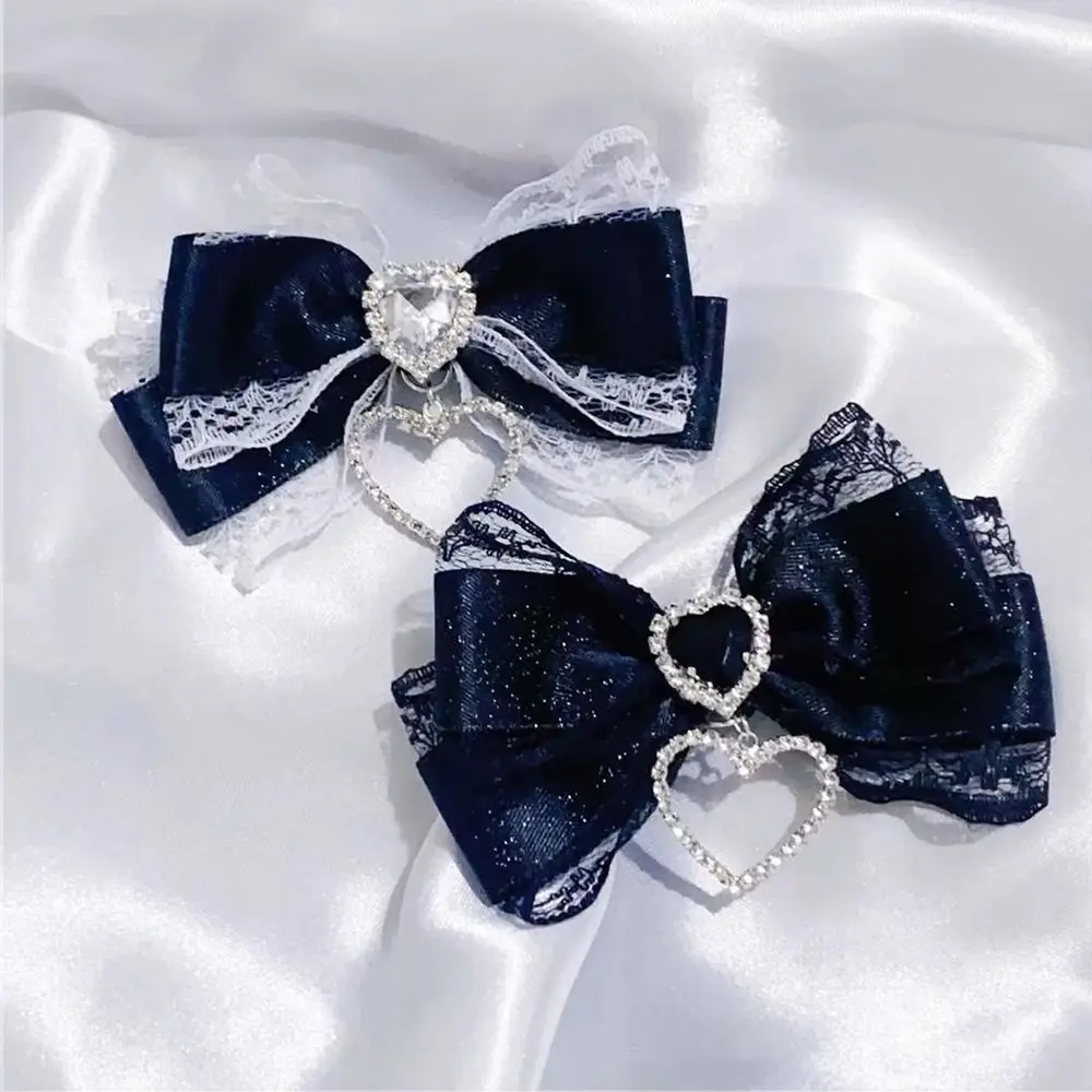 1/2Pc Y2k Style Gothic Hair Clips Cute Sweet Heart Pendant Lolita Hair Accessories Japanese Lolita Ponytail Hairpins Cosplay