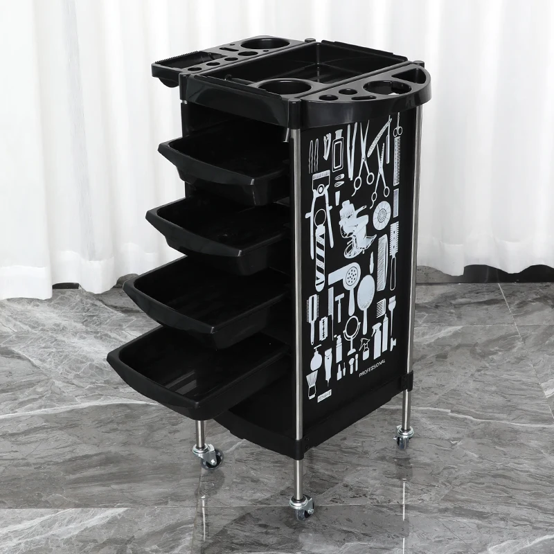 Multi-purpose Cart With Wheels Wave Rotating Trolley Organizer Rolling Tray Cosmetologist Cosmetic Table Hair Salon