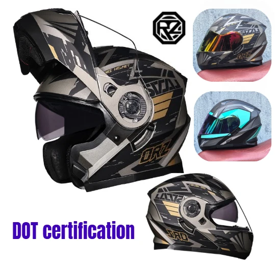 

Orz Full Face Dual Visor Motorcycle Helmet Motocross Racing Scooter Modular Flip Up Helmets Casco Moto Capacete DOT Approved