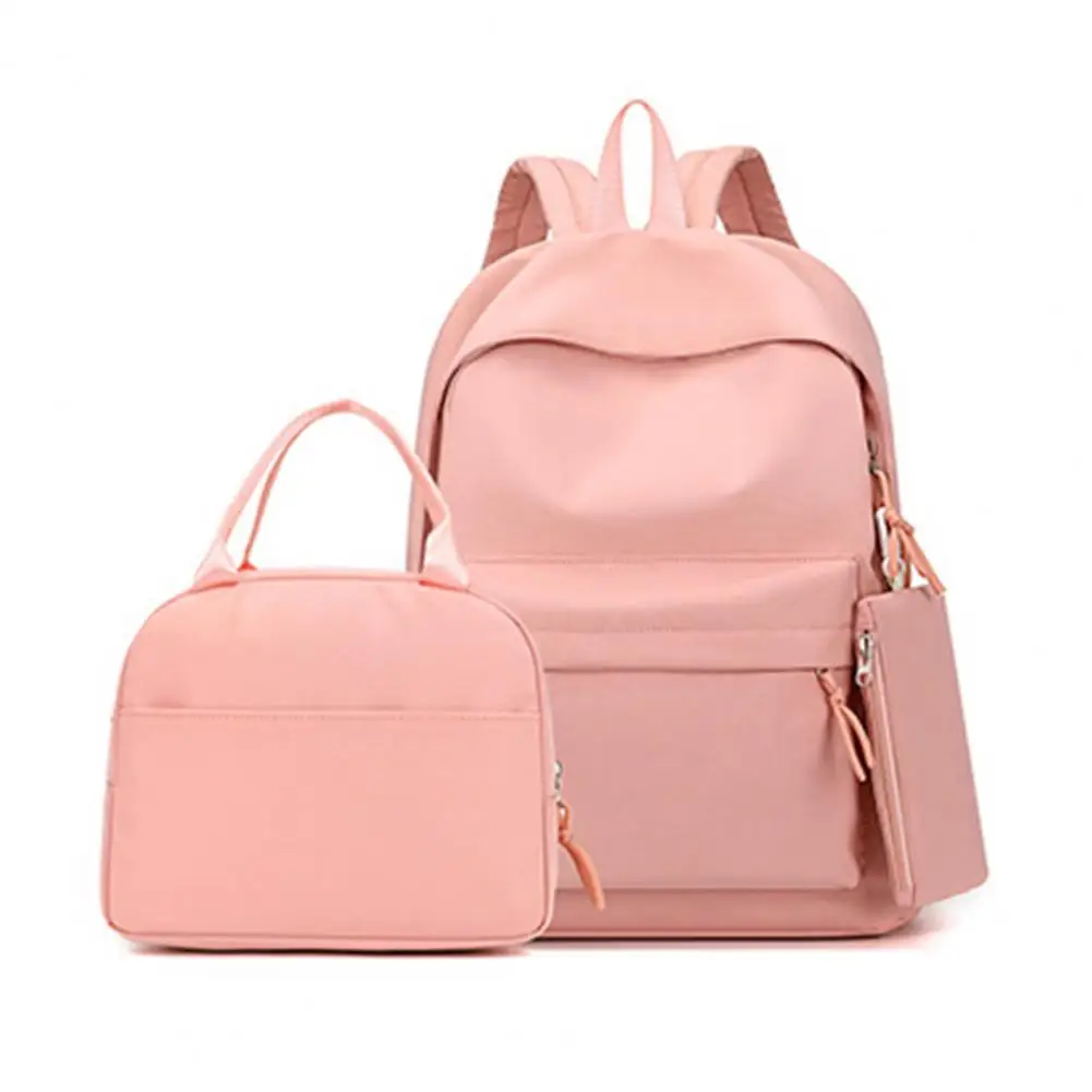 School Rugzak Waterdichte Rugzak Set Met Lunch Tas Etui Capaciteit Outdoor Reizen Rugzak Kit Pure Kleur Rits