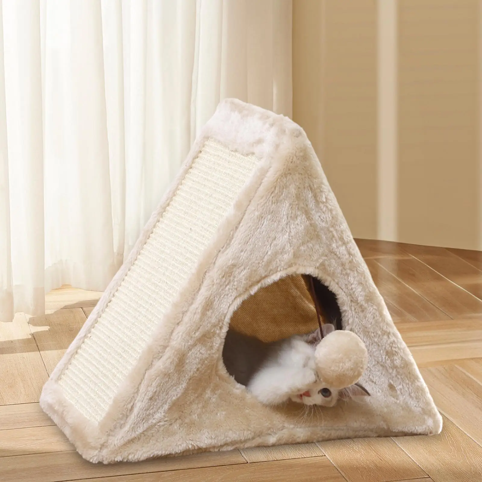 

Cat Tent Foldable Soft Detachable Kitty House Cat Bed Interactive Cat Toy Cat Hideout Play House for Kitten Indoor Cats Puppy