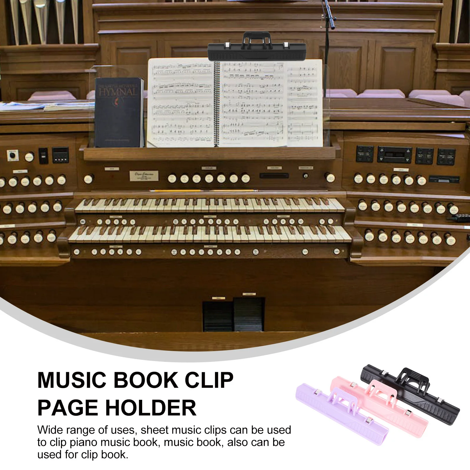 

3Pcs Sheet Music Clips Sturdy Plastic Music Book Holders Secure Design for Piano Guitar Easy Carry Musical Stand Page Clips