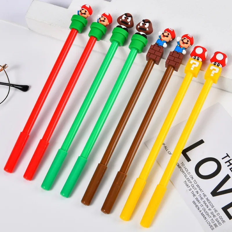 Super Mario Bros Neutral Pen Cute Cartoon Water Pen Signature Pen Creative Fun Cute Cartoon Pattern Erasable Quick-drying Gel