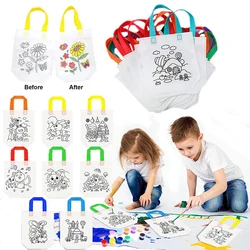 DIY Doodle Bag With Tinted Markers Handmade Painting Non-woven Bag Children's Art Party Gift Bag Colorful Stuffed Painting Toys