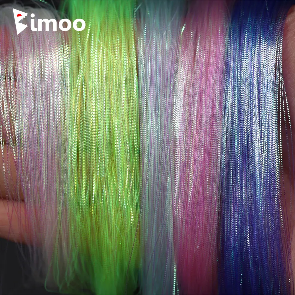 0,2mm Gewellte Gliss Glow Flashbou Stränge Flügelschwanz Fliegenbindematerial Fisch-Seitenstreifen Bucktail Streamer Bass-Angelköder