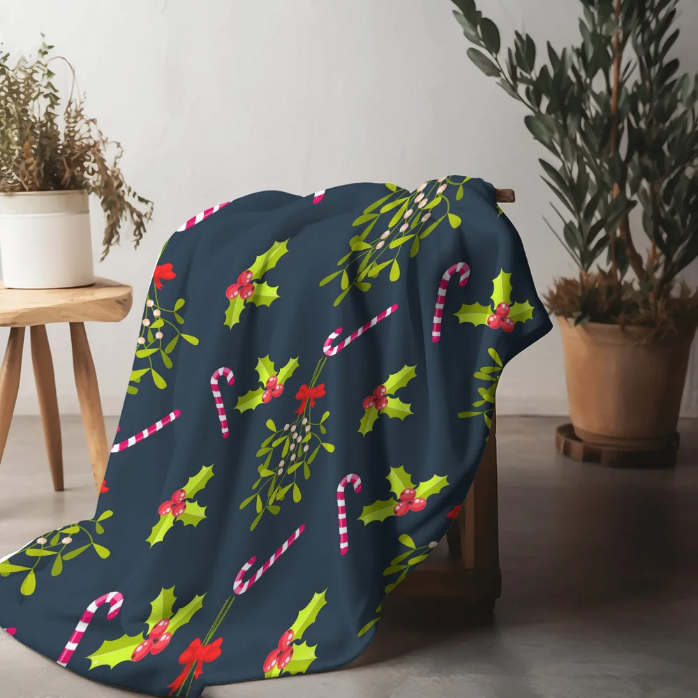 TU Cozy Throw Blanket Christmas Patterned Flannel Soft Warm Home Decor Gift Holiday Festive Winter Comfort Plush Luxury Design
