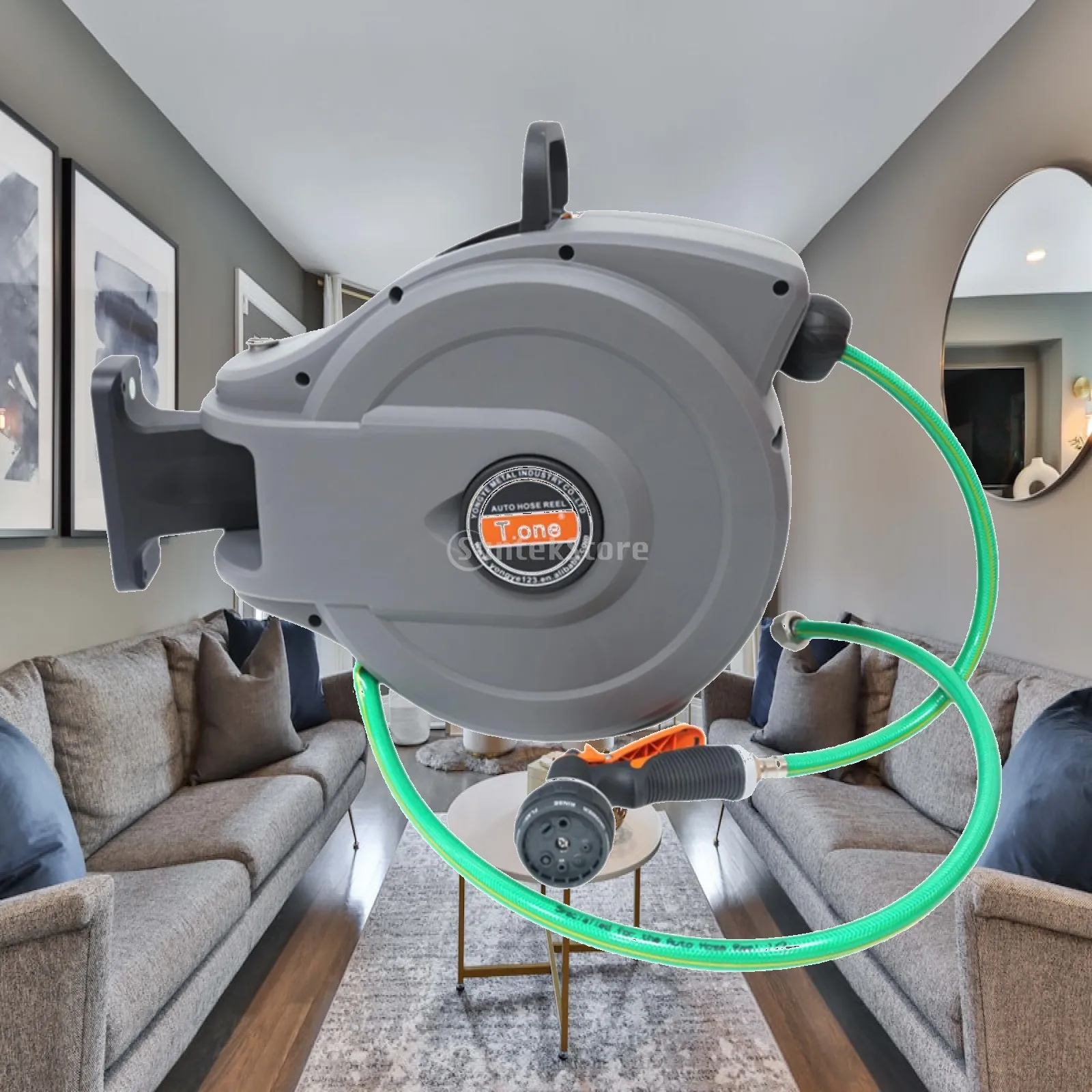 Retractable Garden Hose Reel Multifunctional Any Length Lock Flexible Hose Easily Install for Car Washing Sturdy Watering Tool