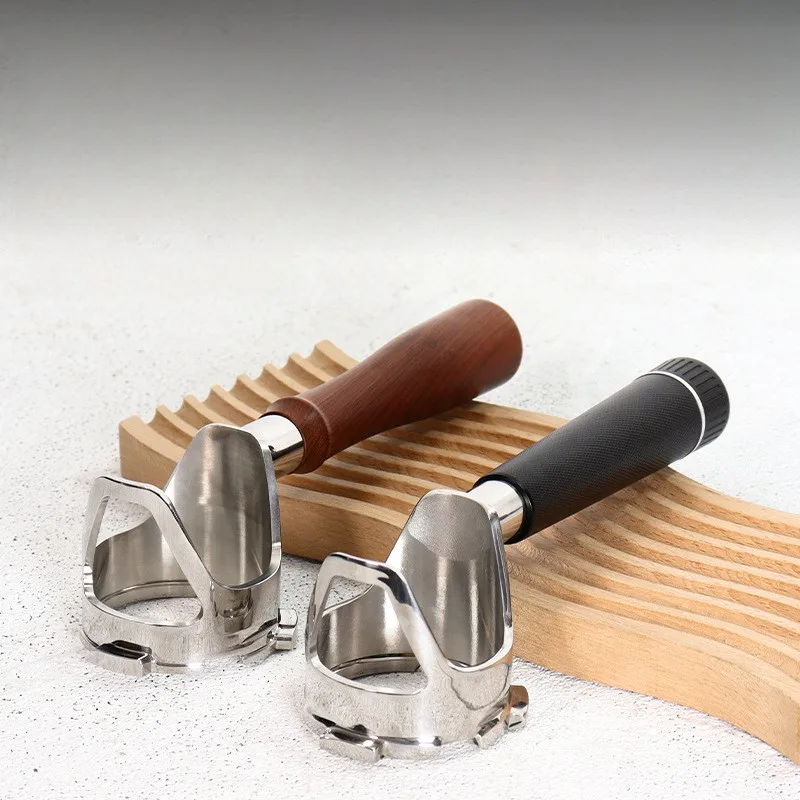 Espresso Bottomless Portafilter 54mm 3-Ears Wood Handle Stainless Steel for NJ ES501 ES502 ES601 ES655 ES701 Compatibility