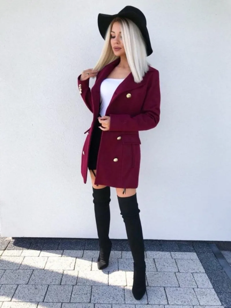 

Women's Clothing Autumn and Winter New Fashion Commuter Double-breasted Woolen Jacket