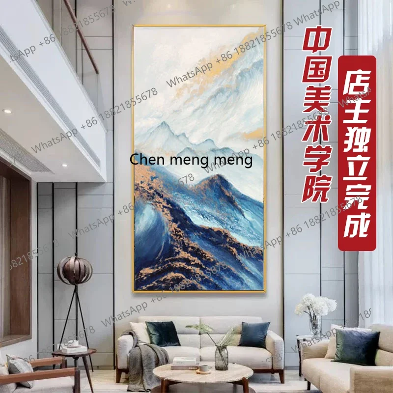 A74Pure hand-painted oil painting landscape living room duplex building empty staircase  entrance abstract decorative painting