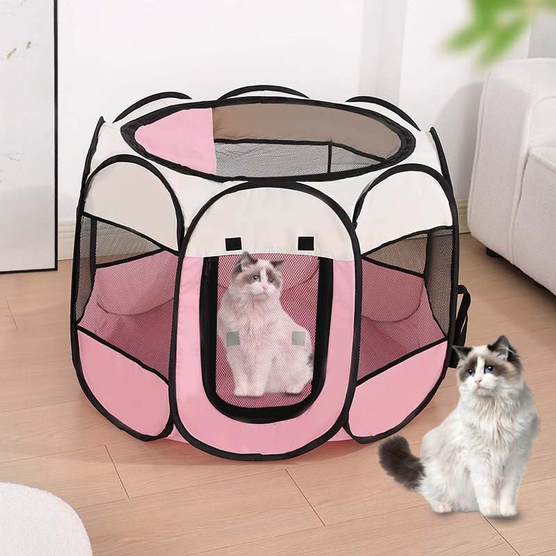 Octagonal cage, octagonal fence, cat birthing box600dOxford fabric washable and scratch-resistant dog birthing box pet supplies