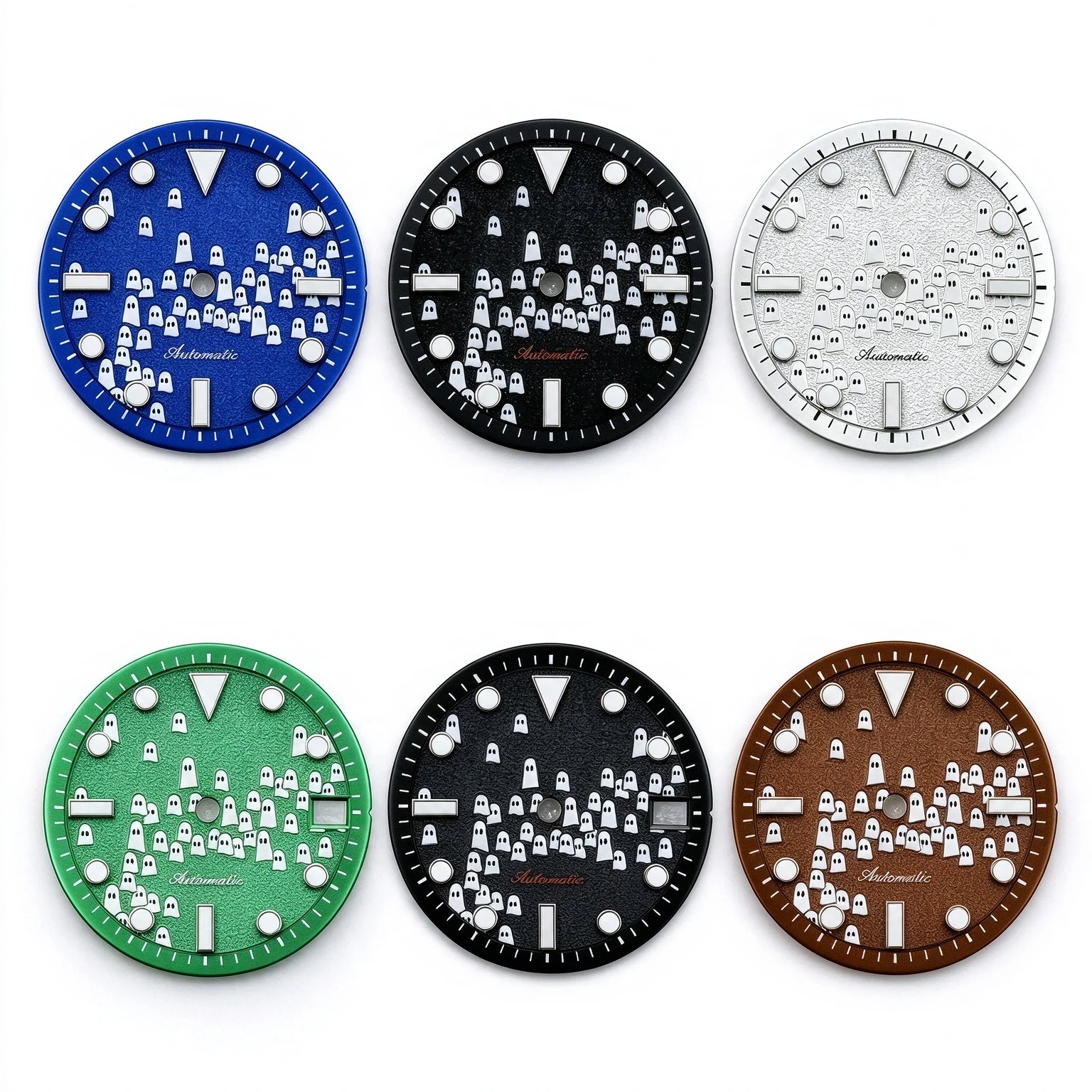 28.5mm No Logo Dial Fit NH35 Movement Green Luminous Triangle Indices Automatic Watch Modification Replacement Parts