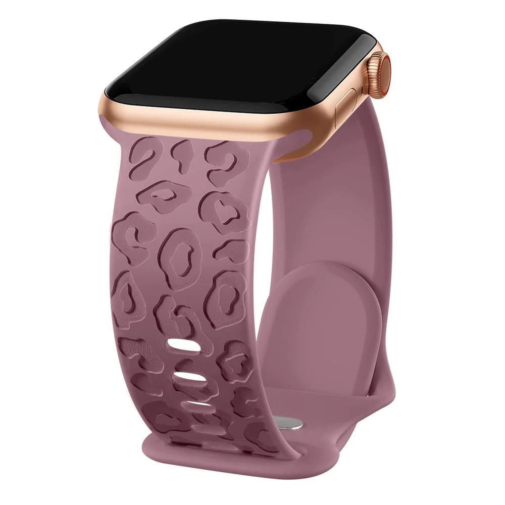 Graviertes Leopardenarmband für Apple Watch Ultra 2 3 4, 49 mm, 44 mm, 40 mm, 45 mm, 38 mm, Silikonarmband, iWatch Series 10 11 12 9 8 SE – Detail 8
