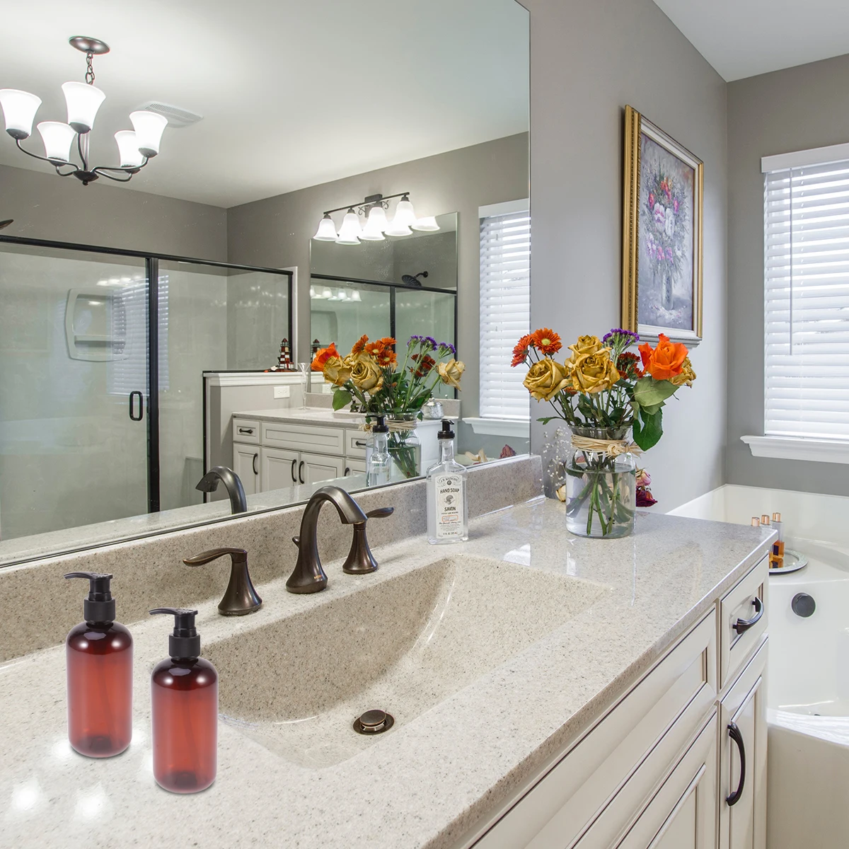 

5pcs 250Ml Shampoo Dispensing Bottles Empty Pump Containers Refillable Reusable Portable Travel Lotion Emulsion