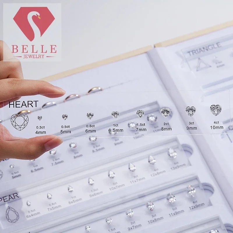 White Cubic Zirconia Diamond Carat Chart Customize Comparison Chart Set Ring Size Reference Heart Shapes Gems  Jewelry Making