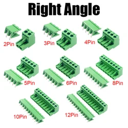 2/3/4/5/6/7/8/9/10/12 Pin 2EDG 5.08mm Right Angle PCB Screw Terminal Block Wire Connector Plug Pin 5.08mm Pitch Header Sockets