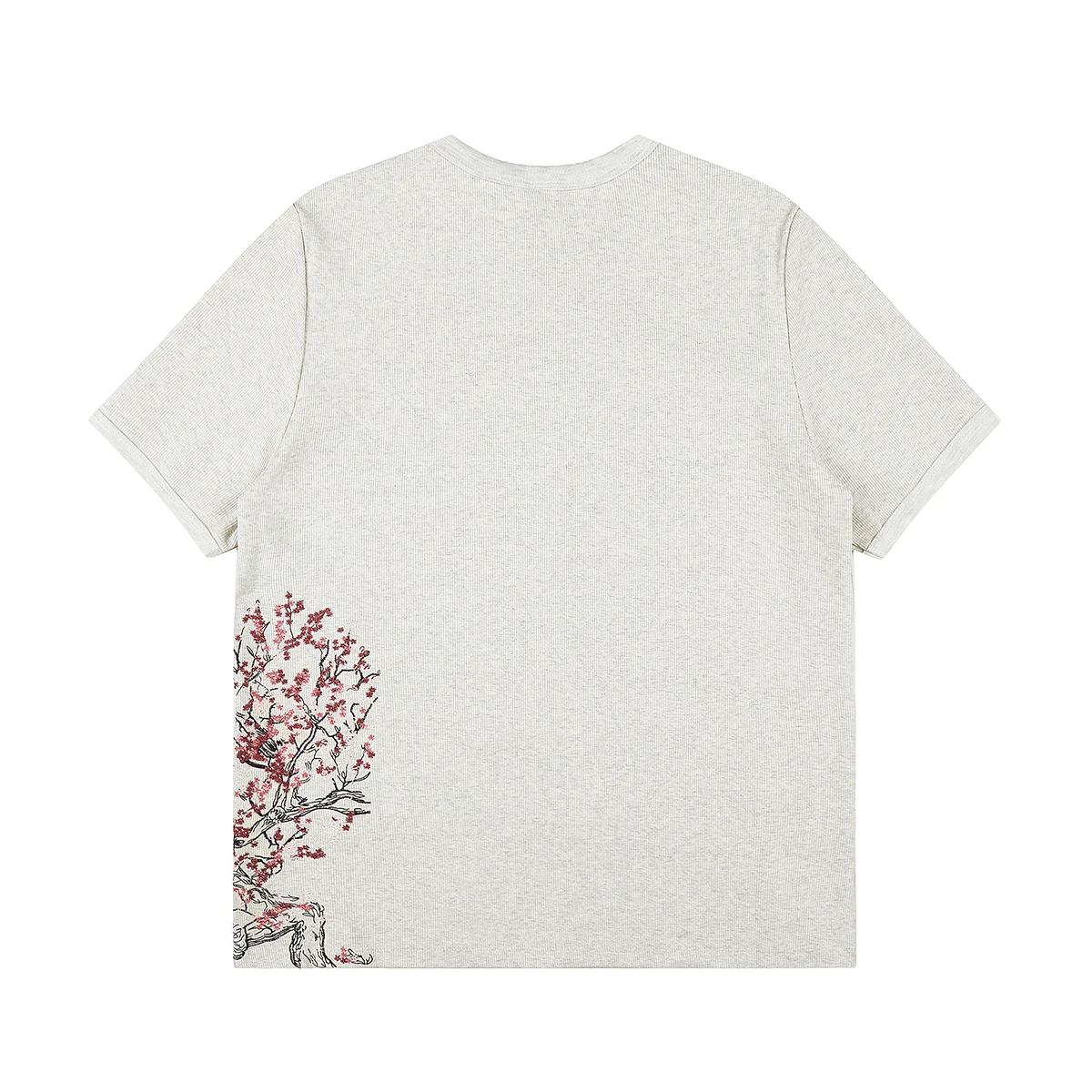 New Fashion Cherry Blossom Embroidered Short Sleeve Tshirts for Men and Women Crew Neck Casual Cotton Top Tees Oversized
